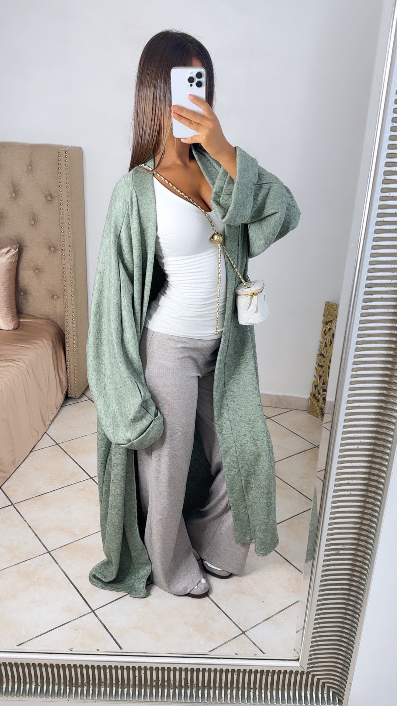 Gilet cosy long oversize [KAKI]