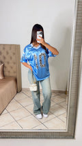 T-shirt basket oversize satiné [BLEU]