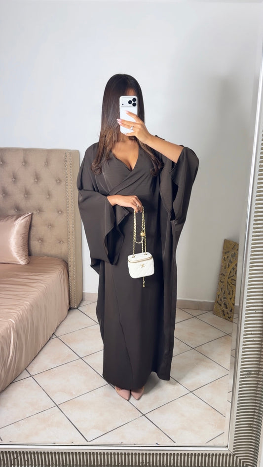 Abaya cache-cœur Dubaï [MARRON]