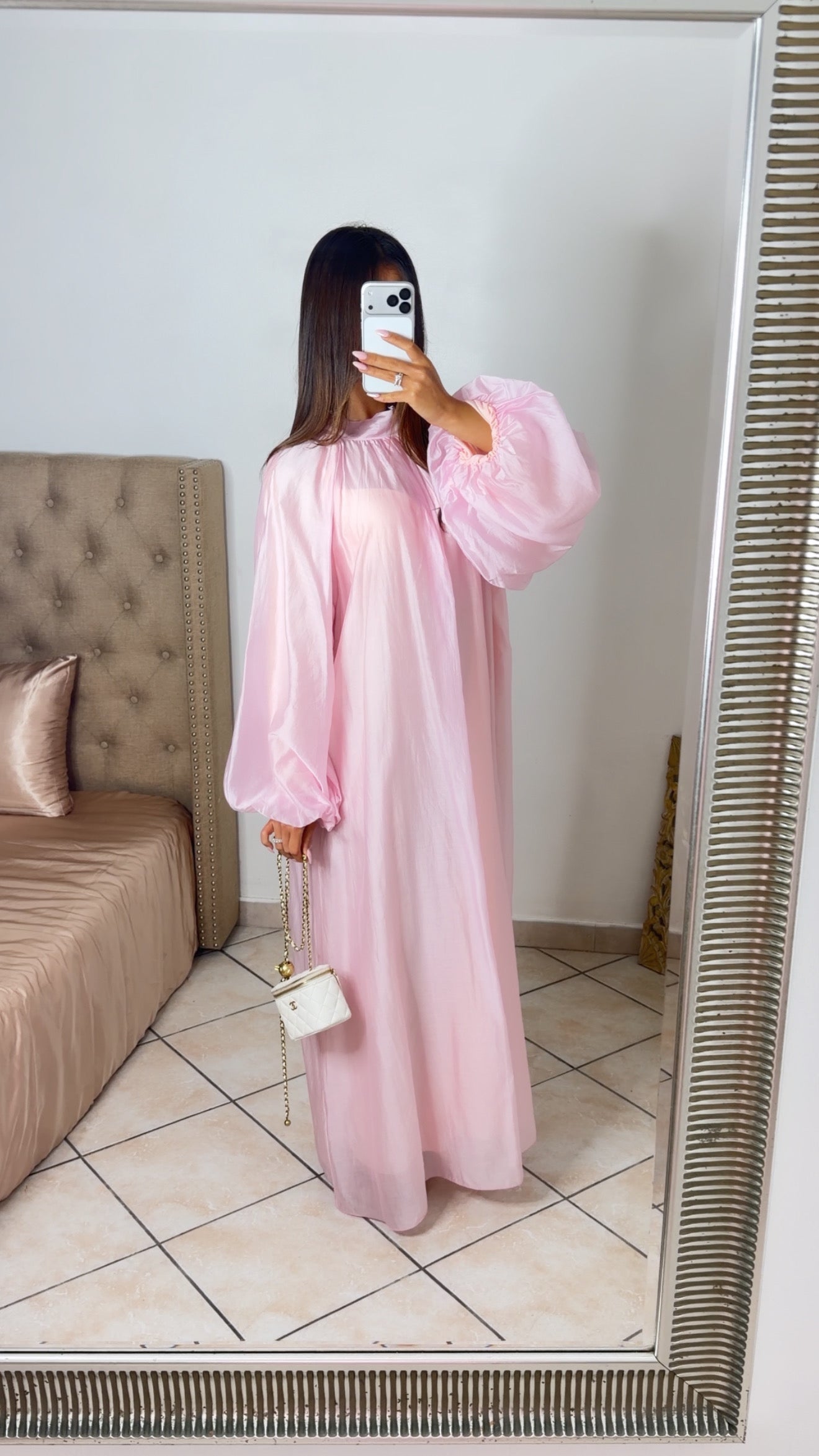 Robe longue manches bouffantes [ROSE]