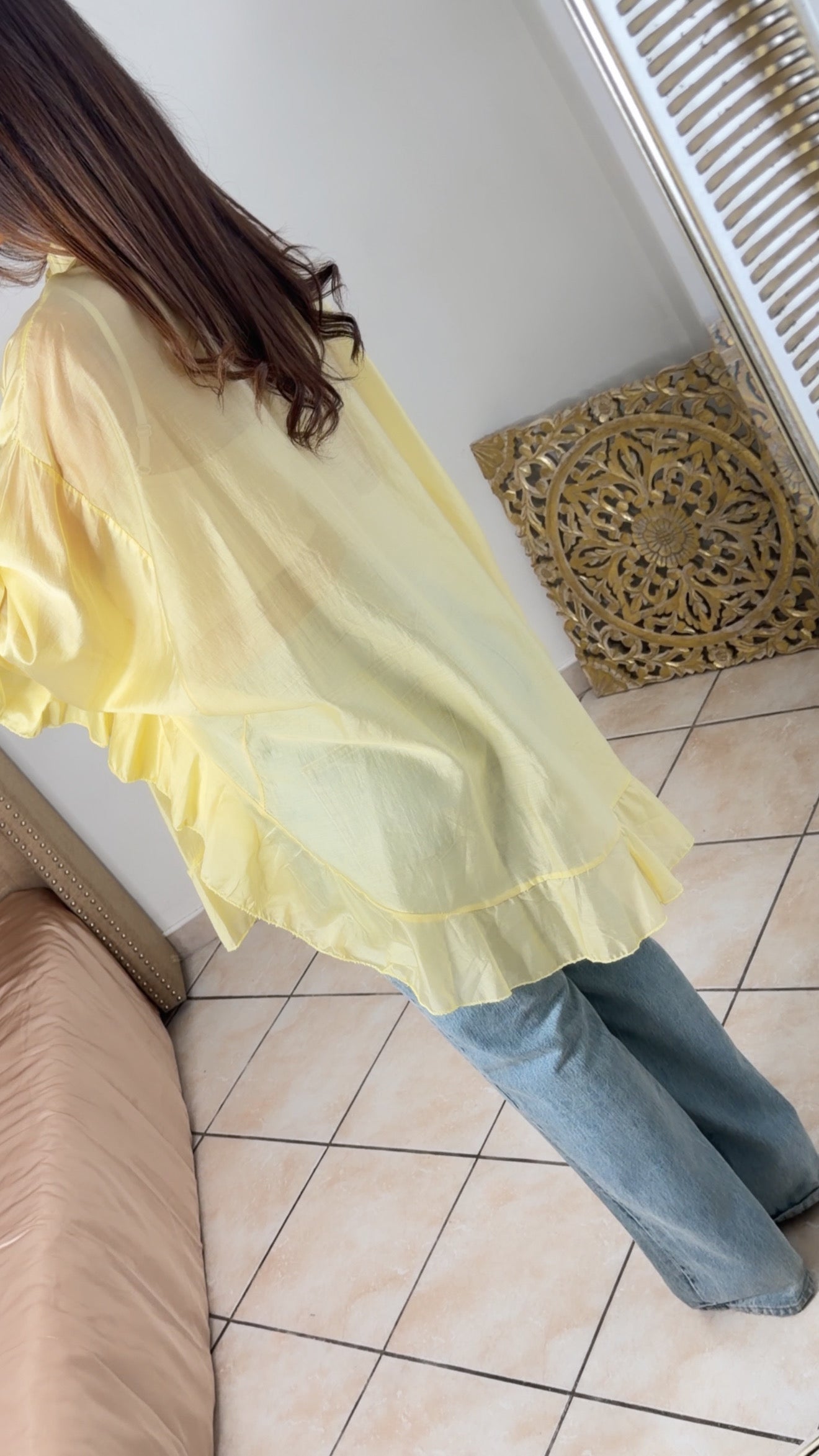 Blouse longue à volants [JAUNE]