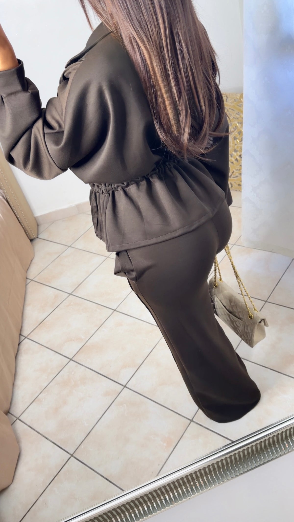 Ensemble Utility - veste zippée & pantalon droit [MARRON]