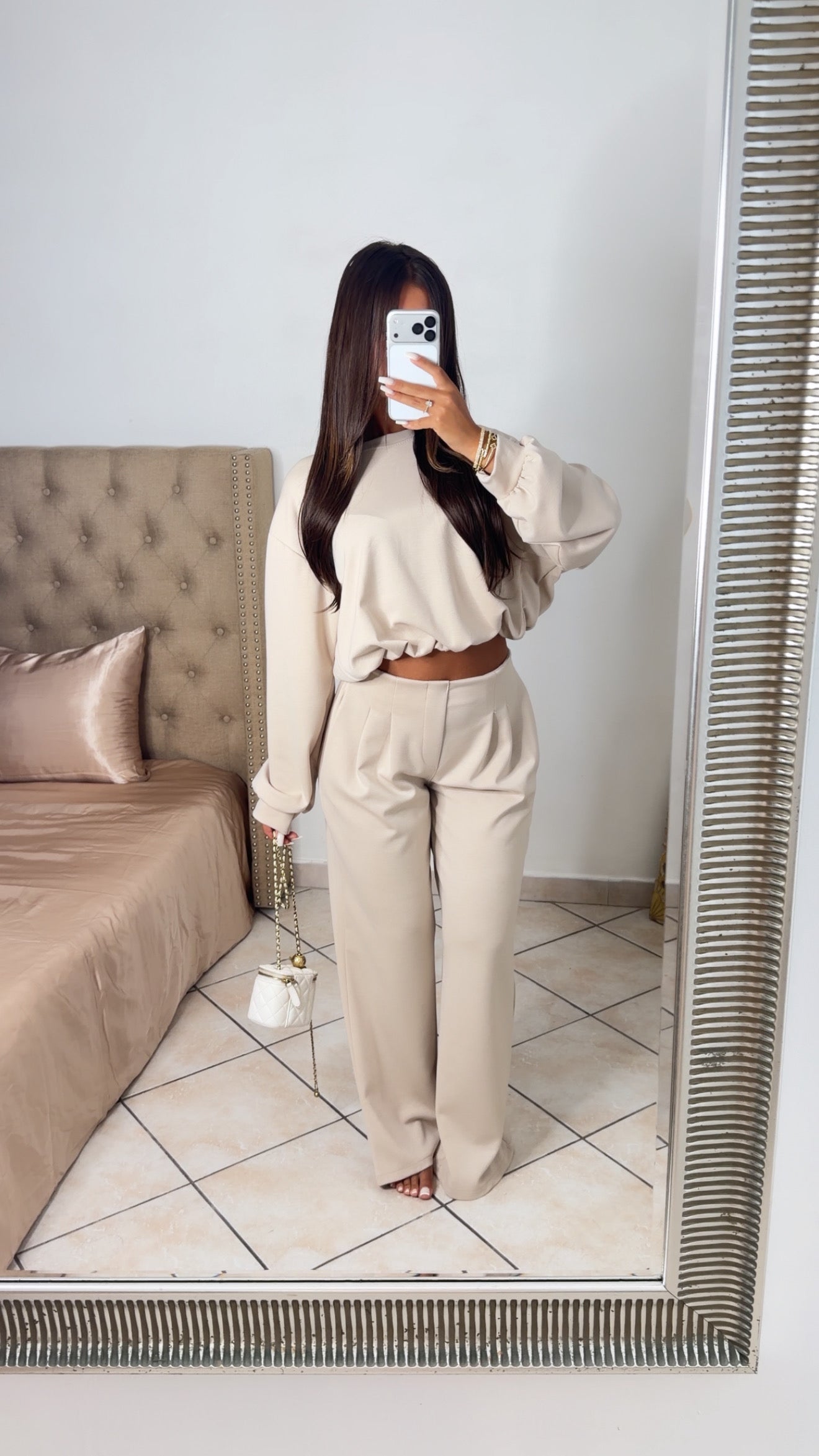 Ensemble sweat bouffant et pantalon [BEIGE]