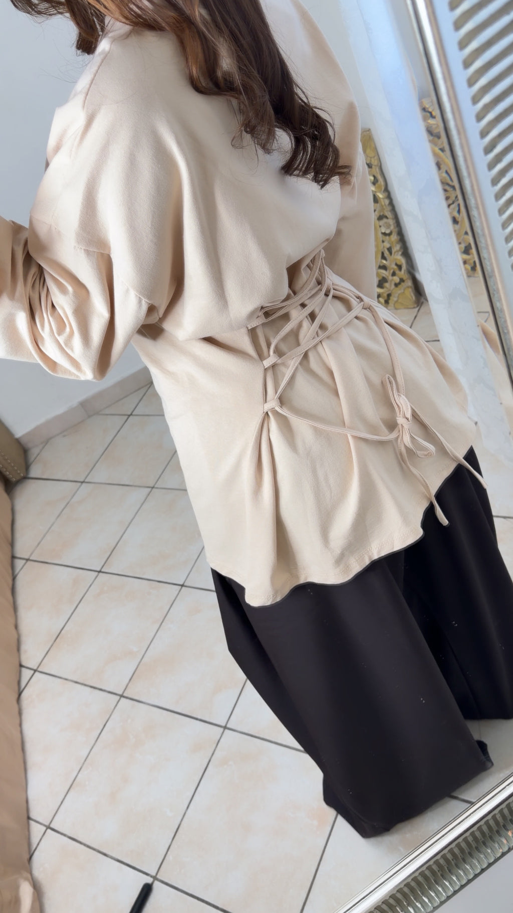 T-shirt oversize à cintrée au dos [BEIGE]