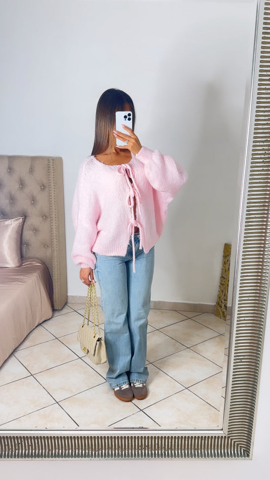 Cardigan en maille triple noeuds [ROSE]