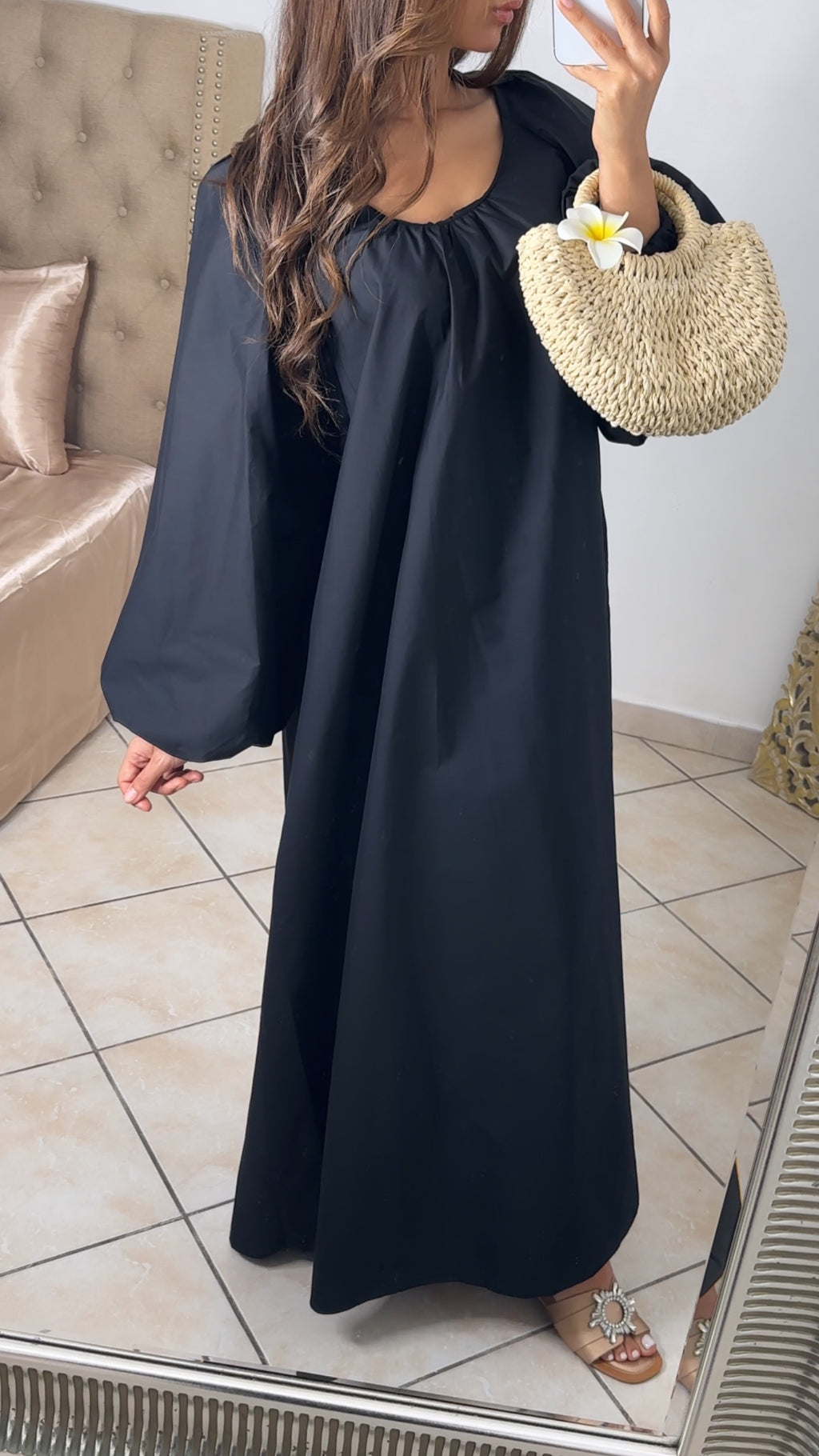 Robe en popeline de coton [NOIR]