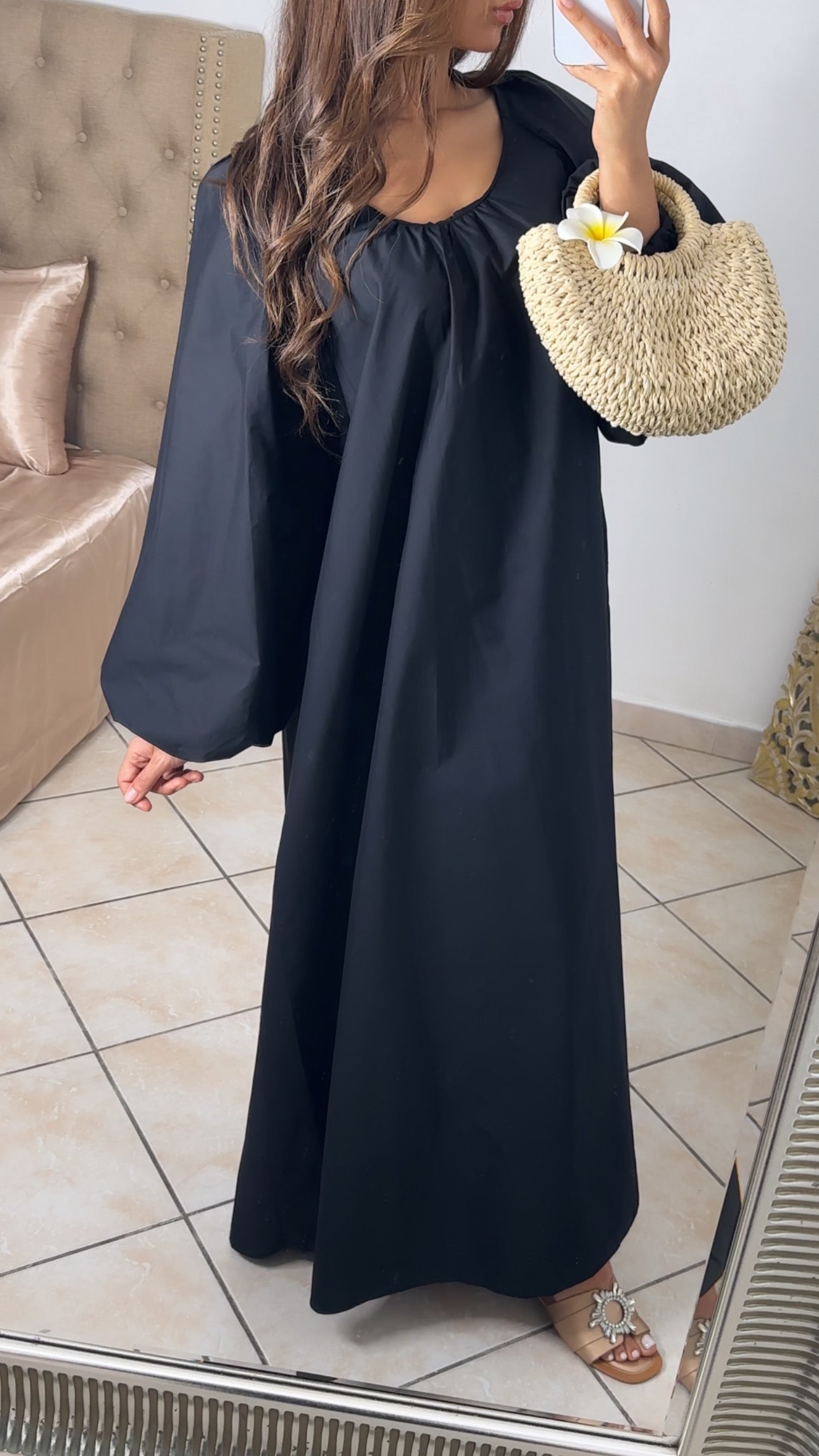 Robe en popeline de coton [NOIR]
