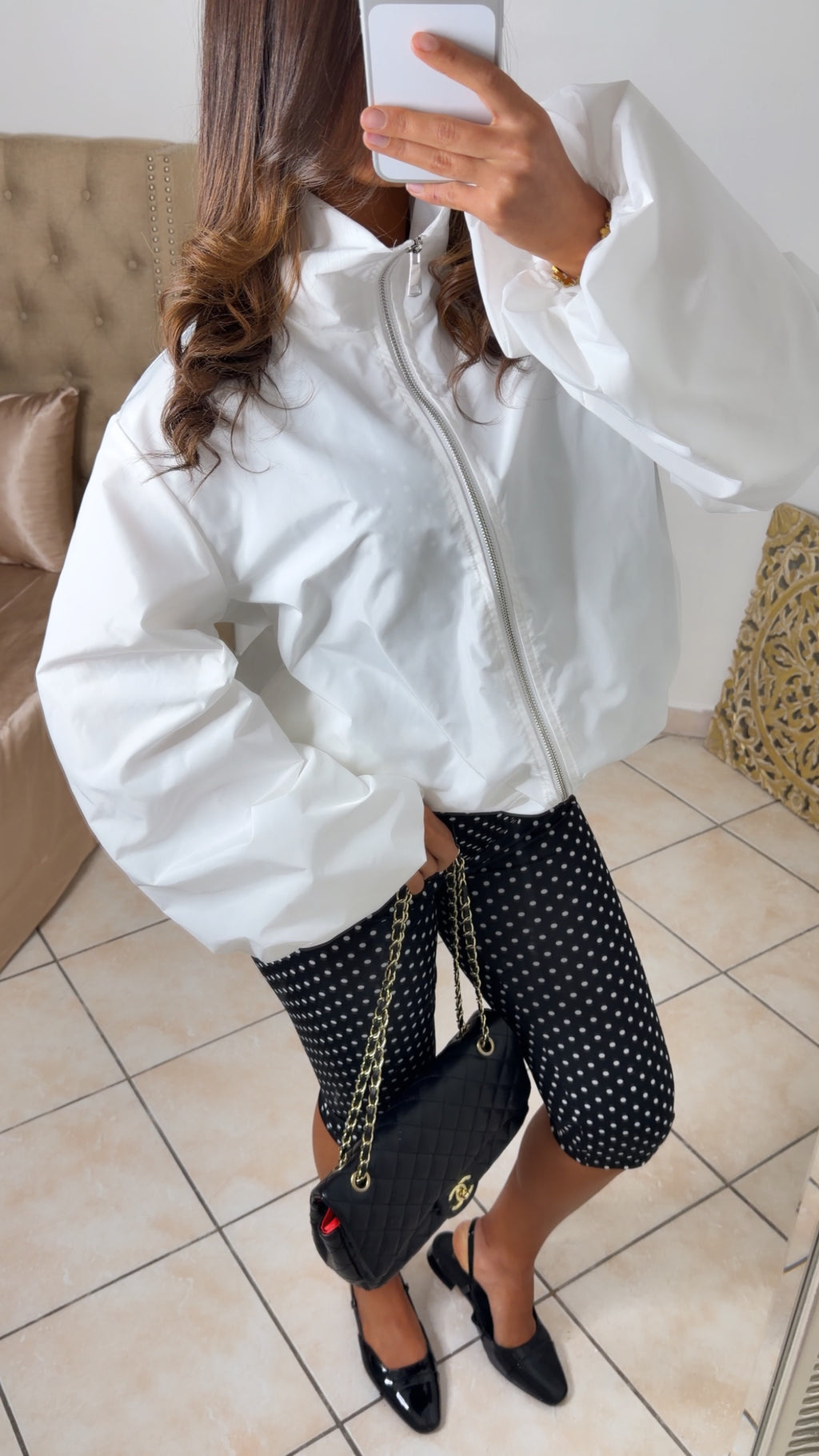 Veste imperméable style ballon [BLANC]