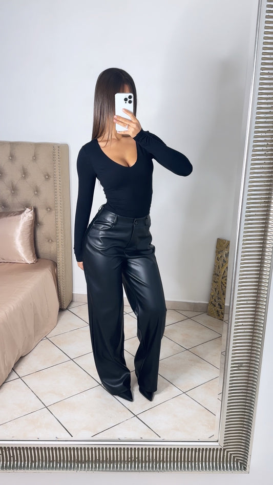 Pantalon similicuir long - TALL [NOIR]