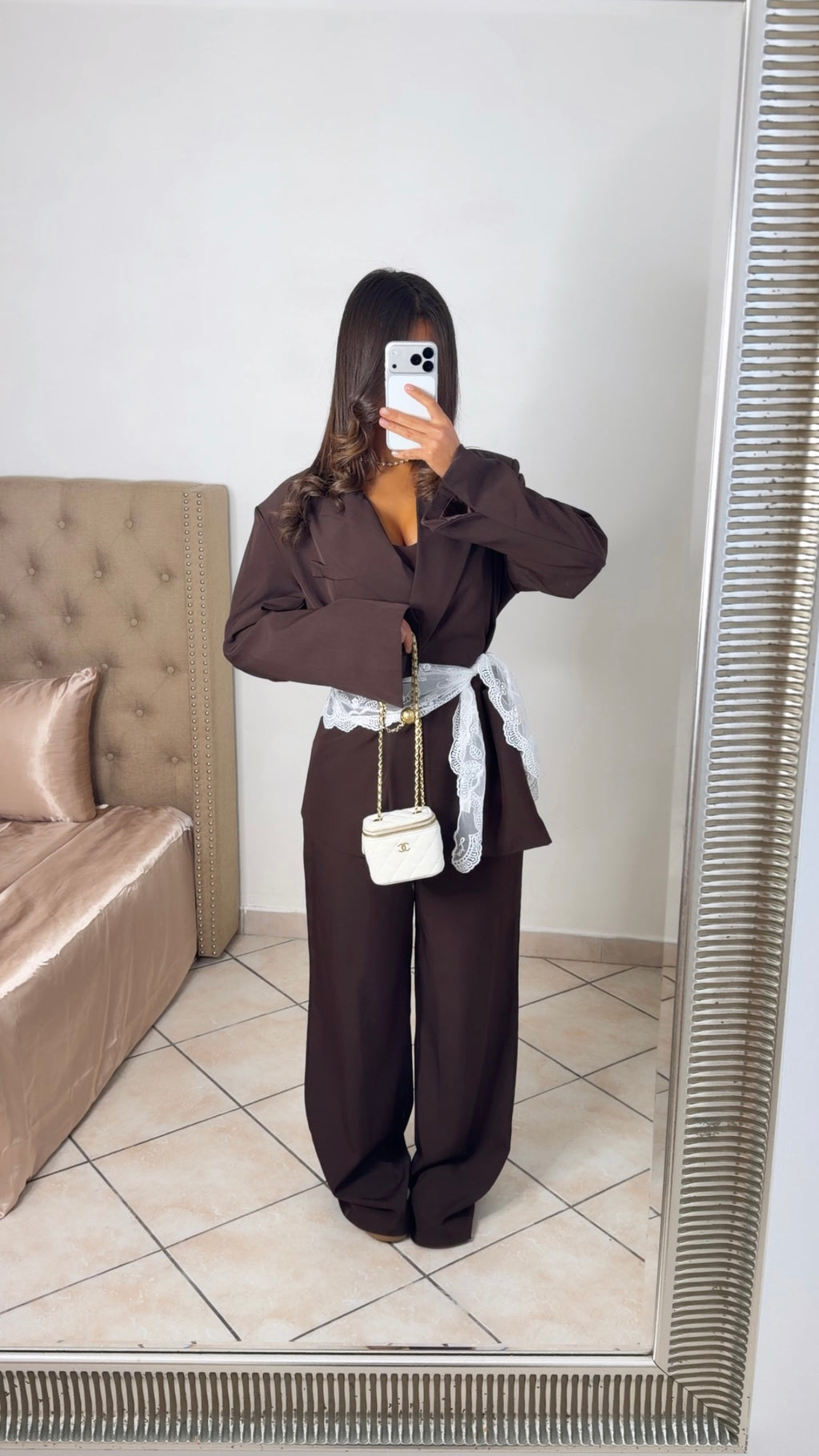 Foulard triangle en dentelle [BLANC]