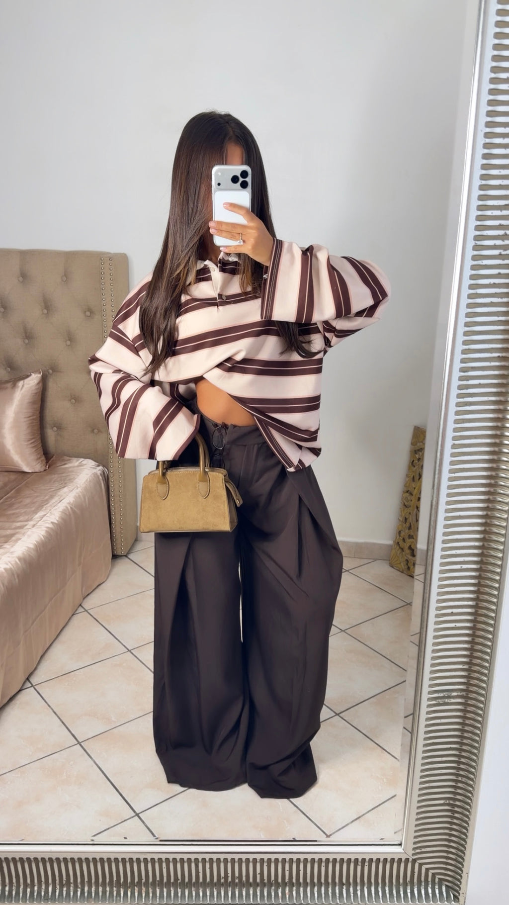 Pantalon tailleur doublé [MARRON]