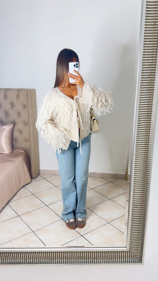 Gilet a franges double noeuds [CRÈME]