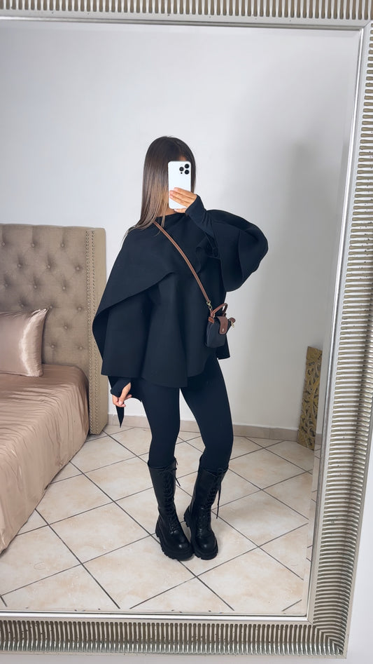 Veste écharpe façon cape [NOIR]