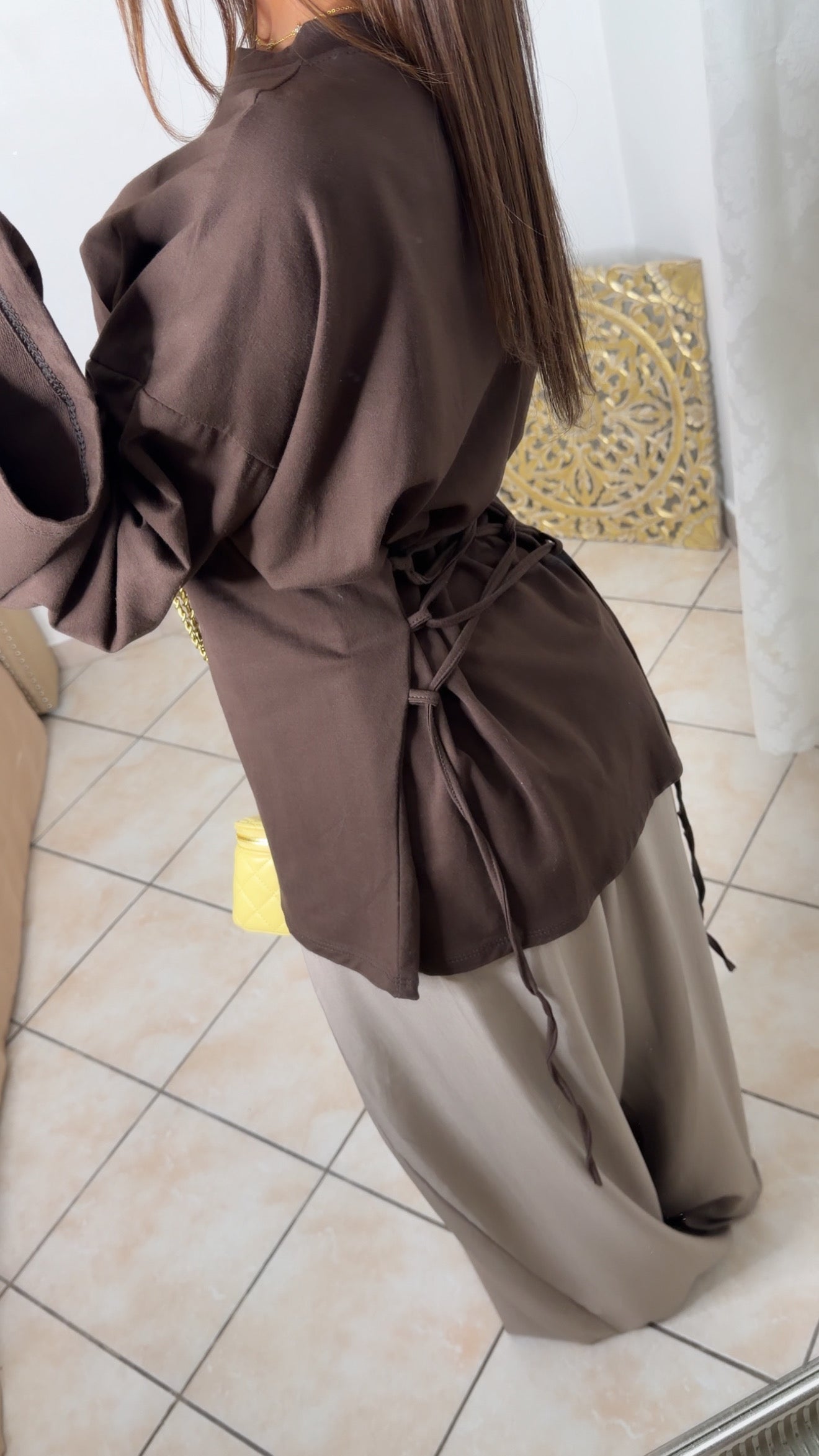 T-shirt oversize à cintrée au dos [MARRON]