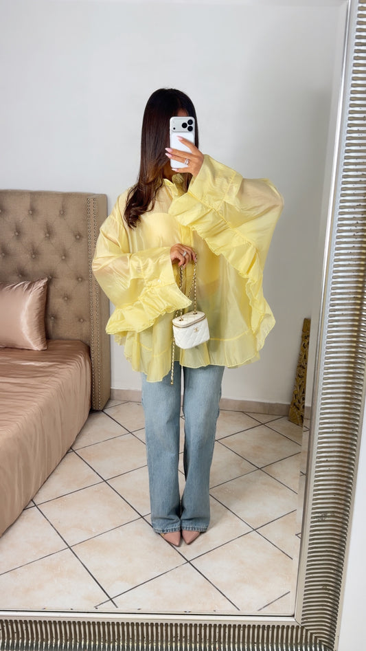 Blouse longue à volants [JAUNE]