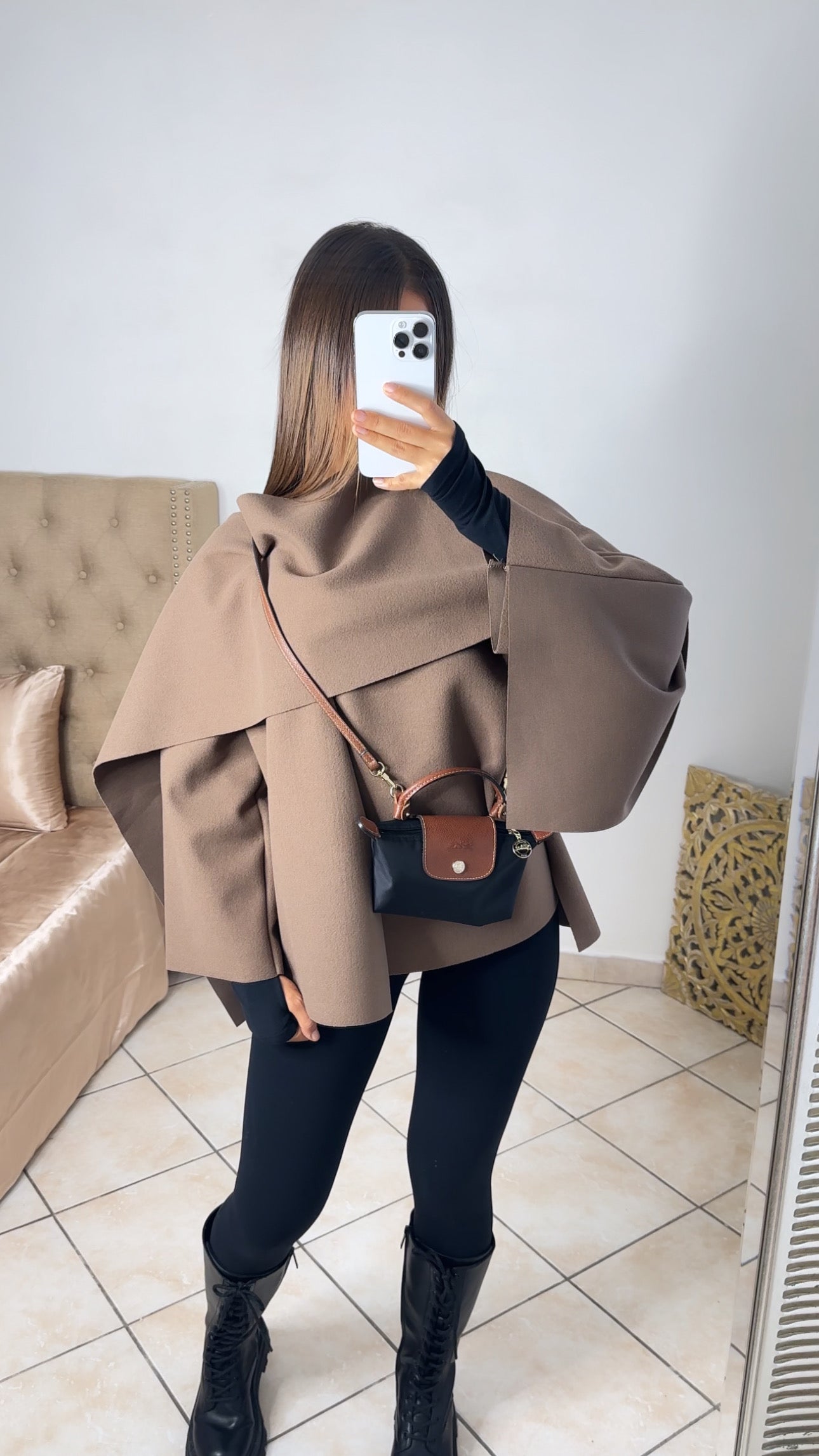 Veste écharpe façon cape [TAUPE FONCÉ]