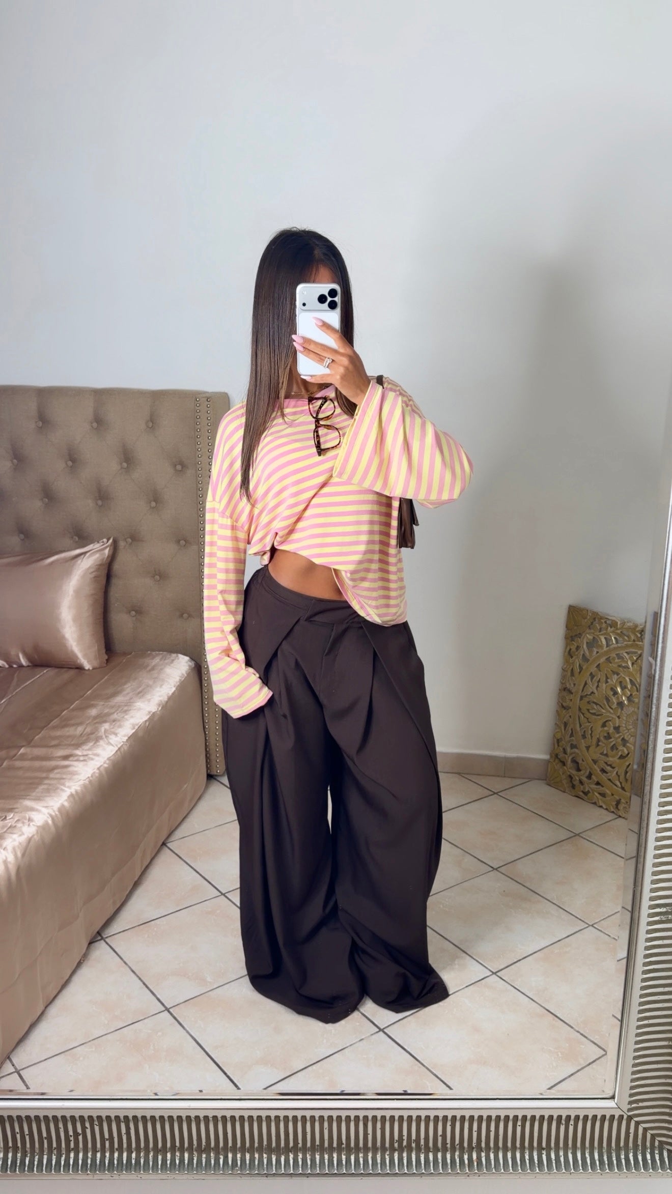 Pull oversize rayé [ROSE]