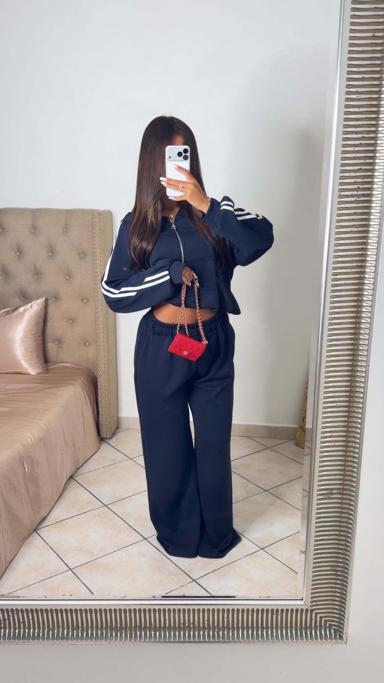 Ensemble sweat zippé détail asiatique et pantalon [MARINE]