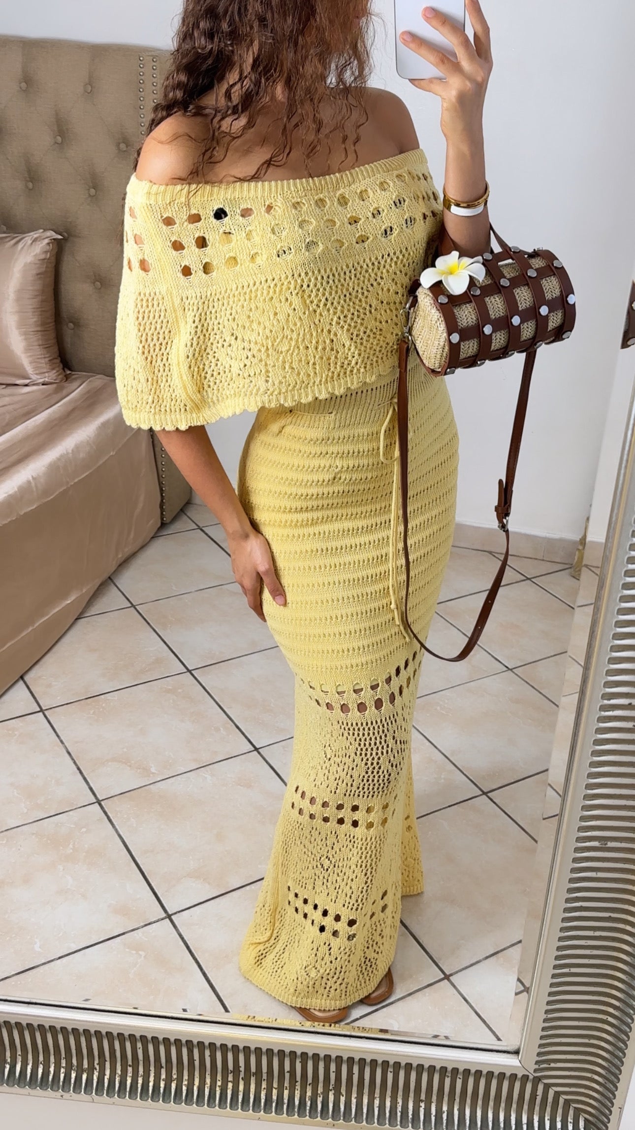 Robe de plage a crochet [JAUNE]
