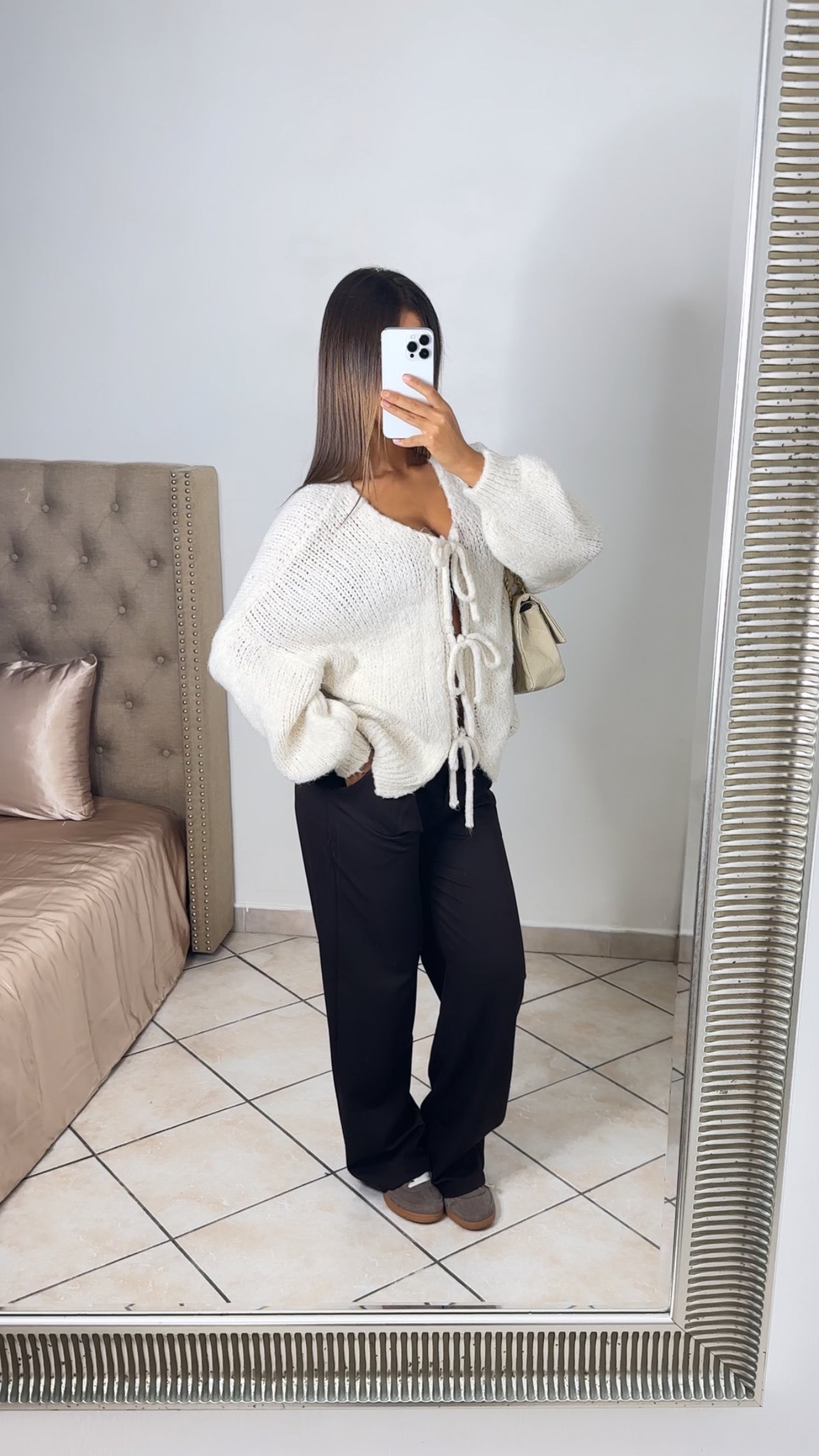 Cardigan en maille triple noeuds [CREME]
