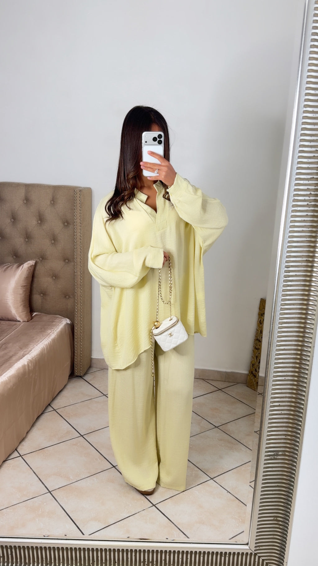 Ensemble Marrakech effet lin [JAUNE]
