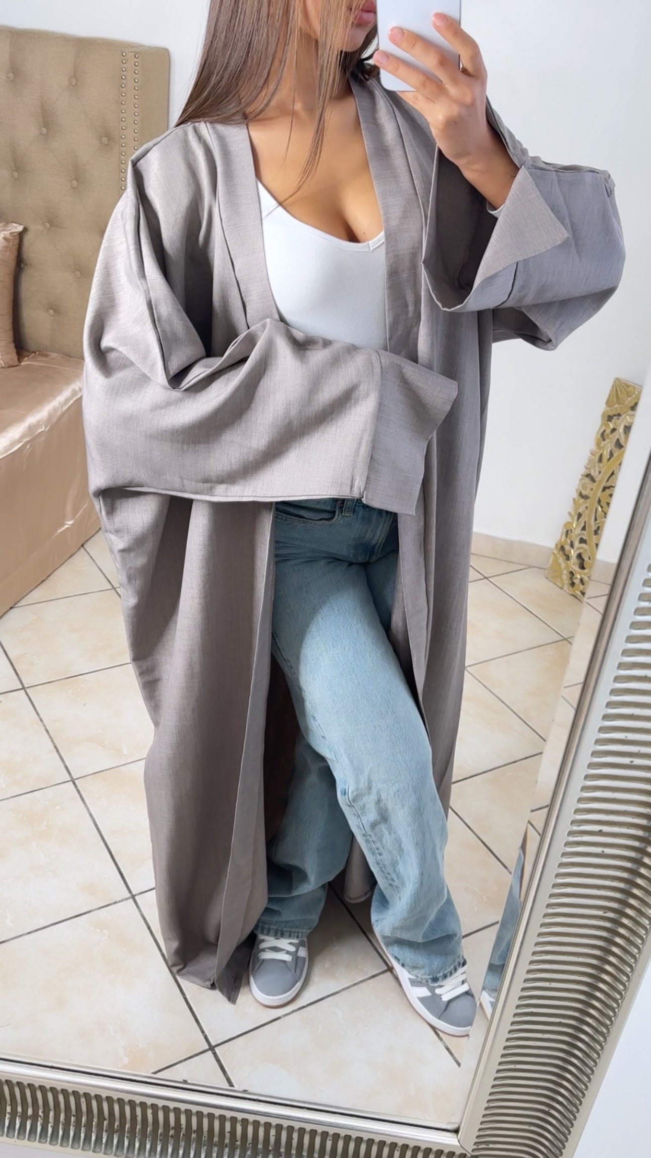 Kimono effet lin [TAUPE]