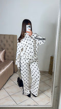 Ensemble de jogging à zip pois [BLANC]
