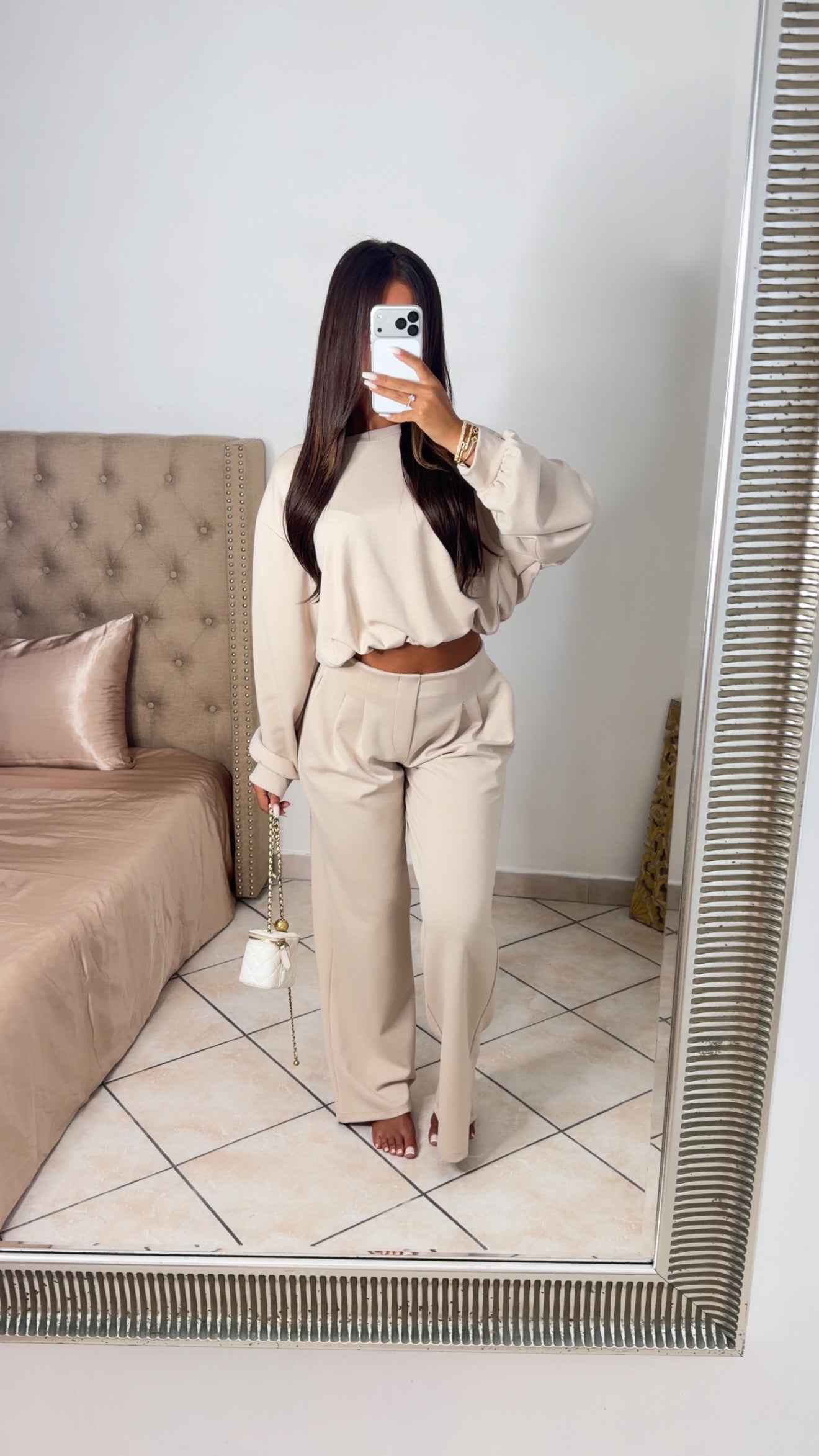 Ensemble sweat bouffant et pantalon [BEIGE]