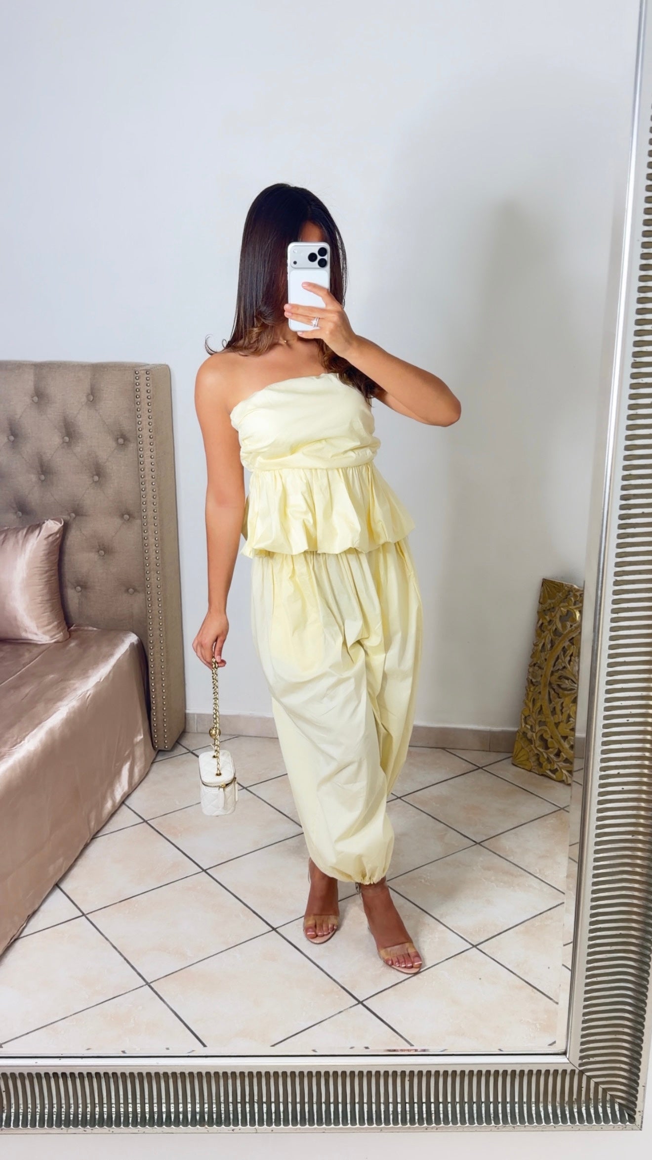 Ensemble bustier et pantalon bouffant [JAUNE]