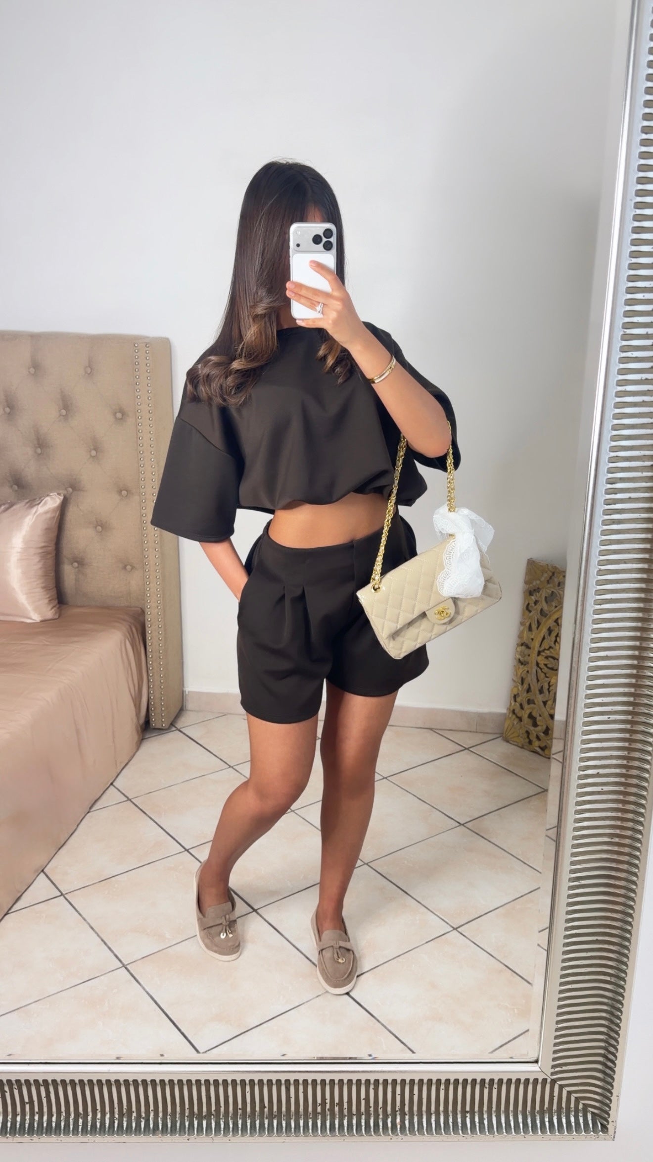 Ensemble t-shirt bouffant et short [MARRON]