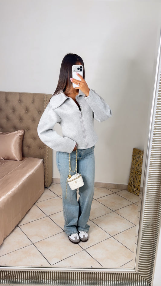 Veste structurée à zip [GRIS]