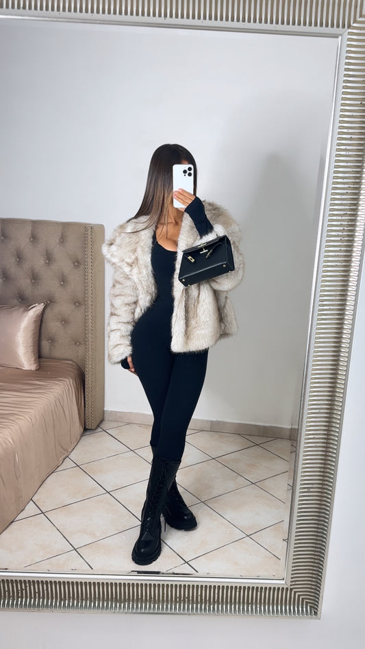 Manteau fausse fourrure [BEIGE]