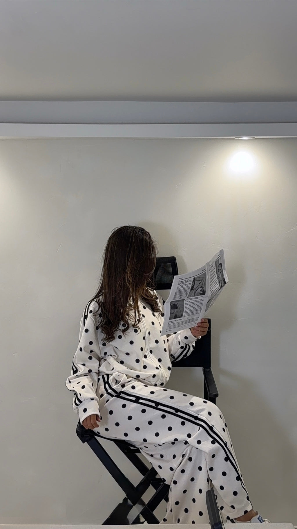 Ensemble de jogging à zip pois [BLANC]