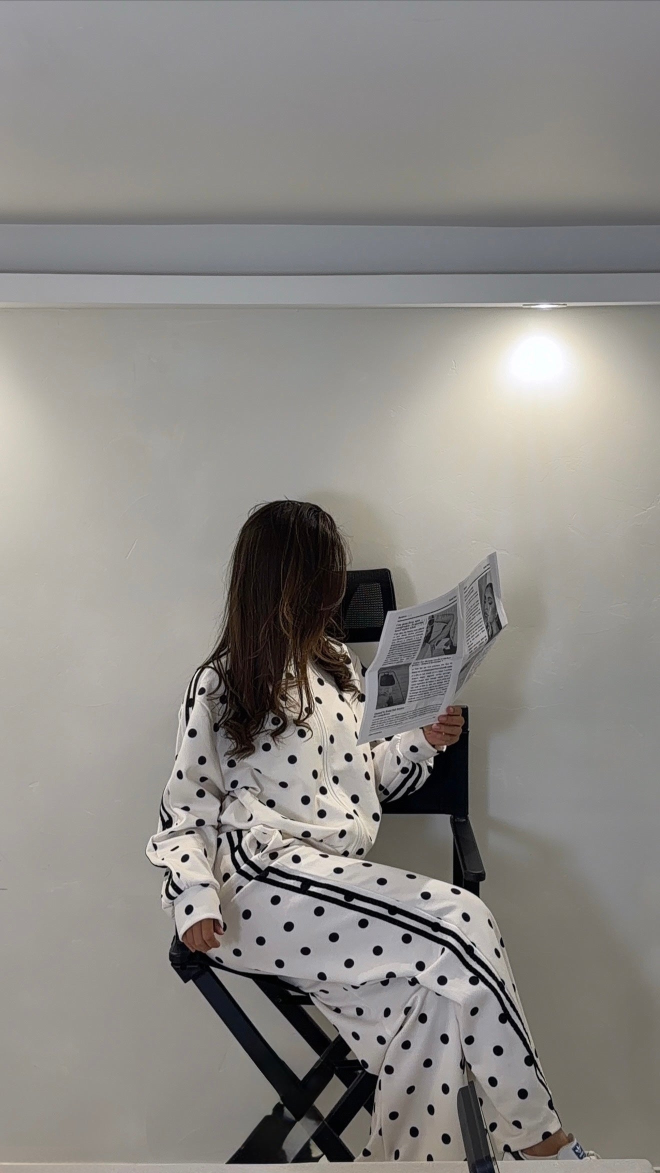 Ensemble de jogging à zip pois [BLANC]