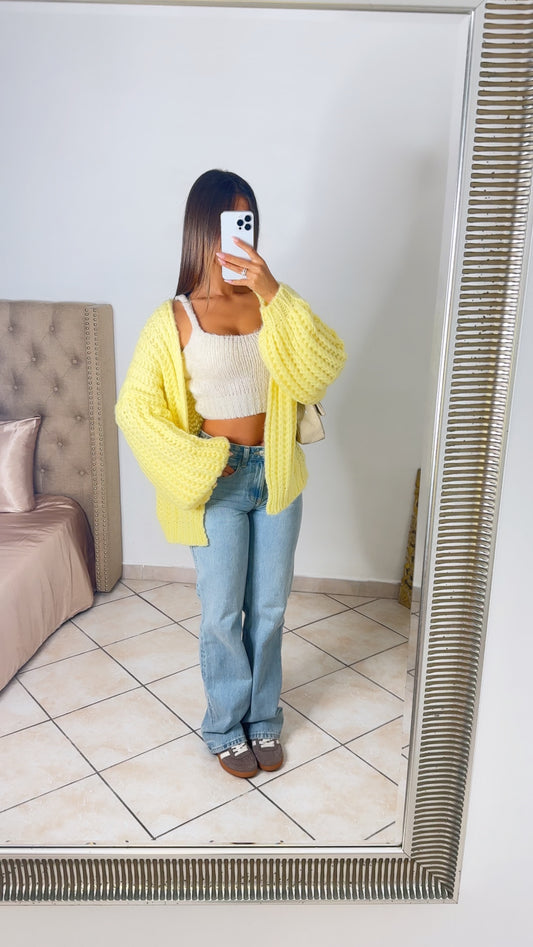 Cardigan en grosse maille [JAUNE]