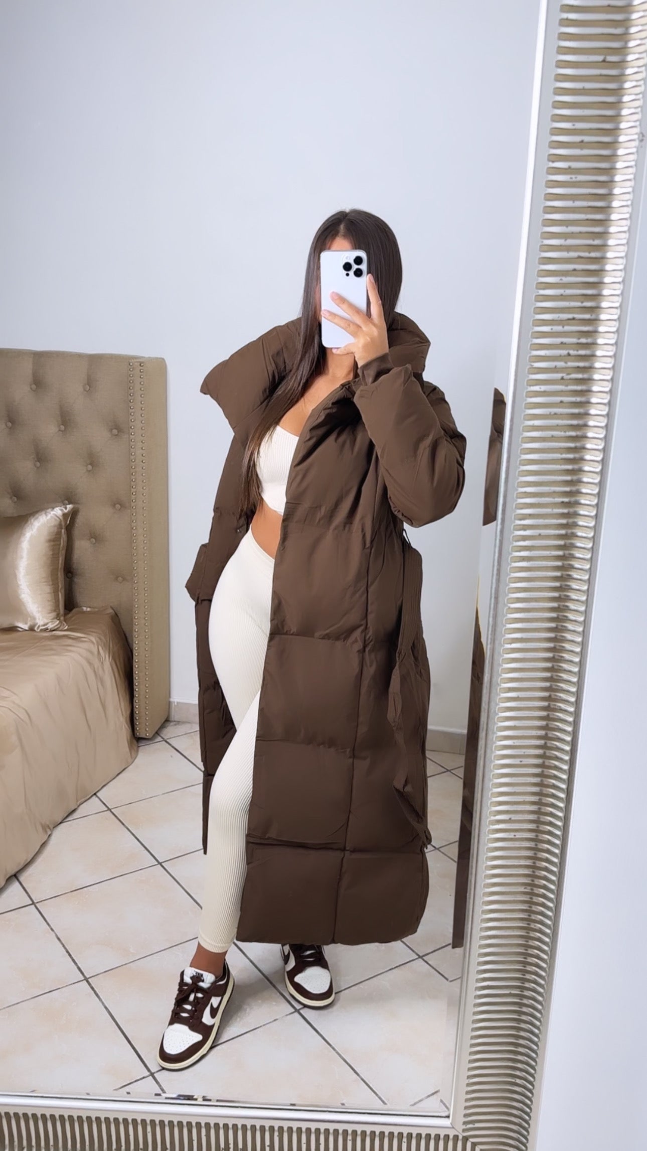 Doudoune longue à ceinture #FC7516