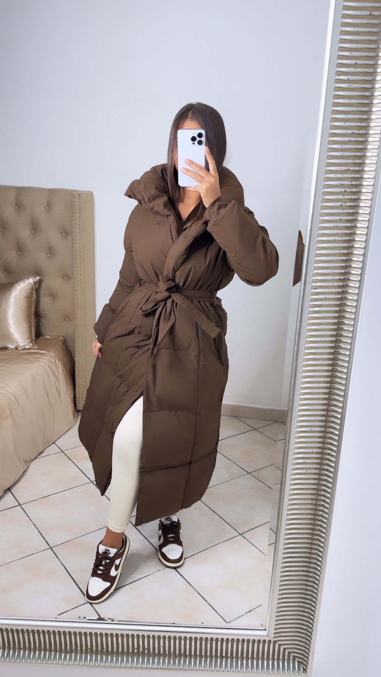 Doudoune longue à ceinture #FC7516