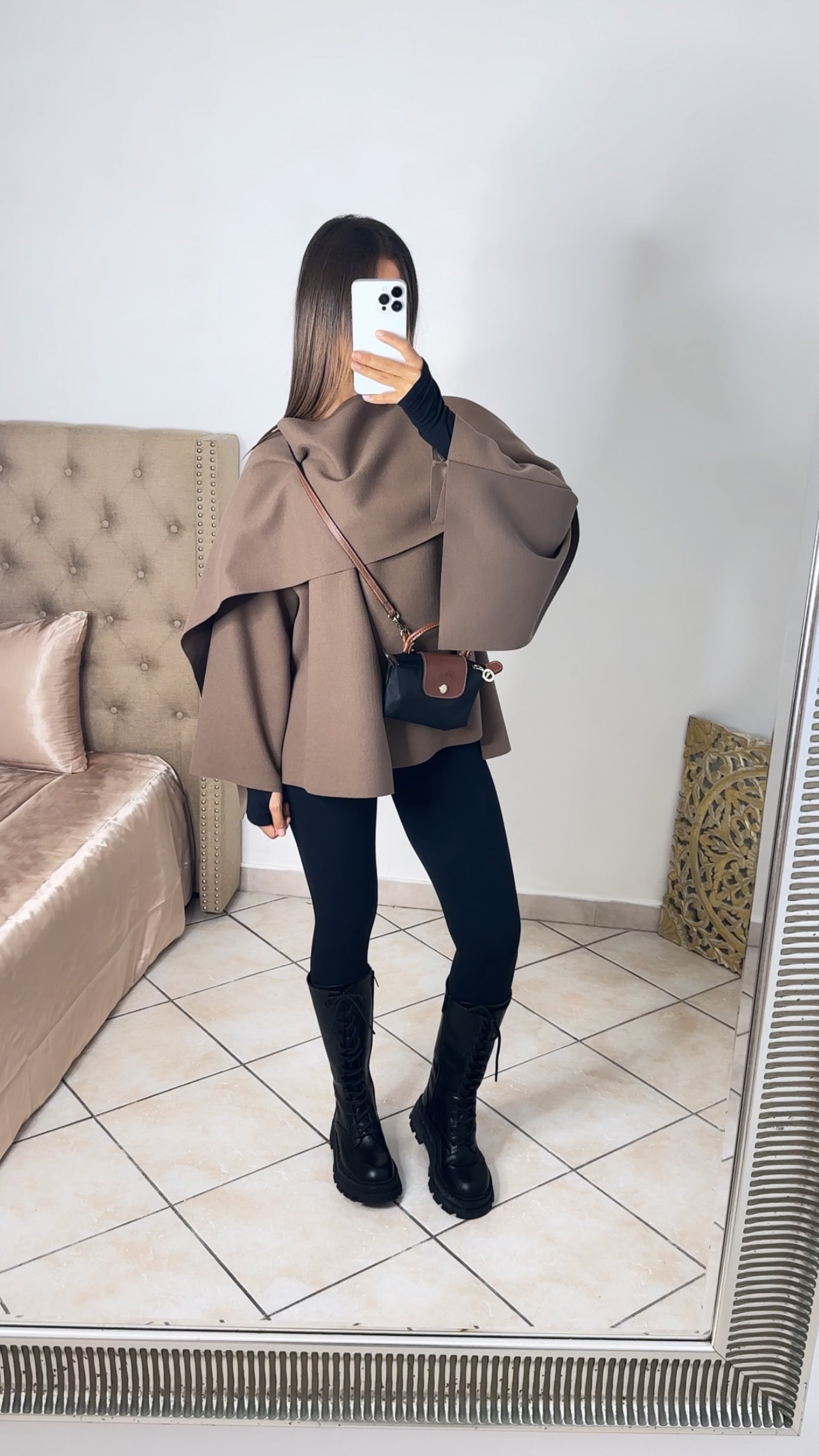 Veste écharpe façon cape [TAUPE FONCÉ]