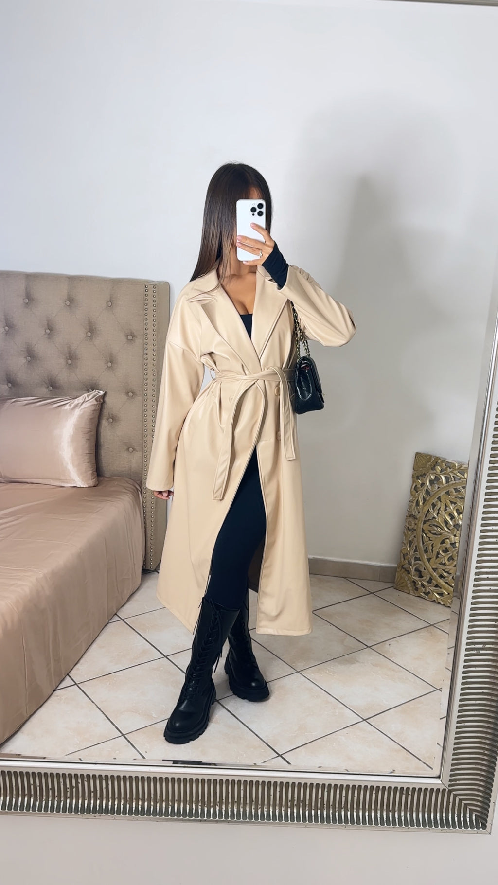 Trench similicuir [BEIGE]