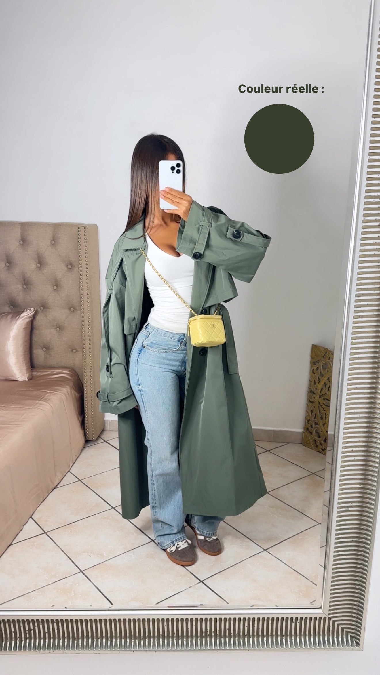 Trench long oversize [KAKI FONCÉ]
