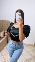 Top cœur à strass [NOIR]
