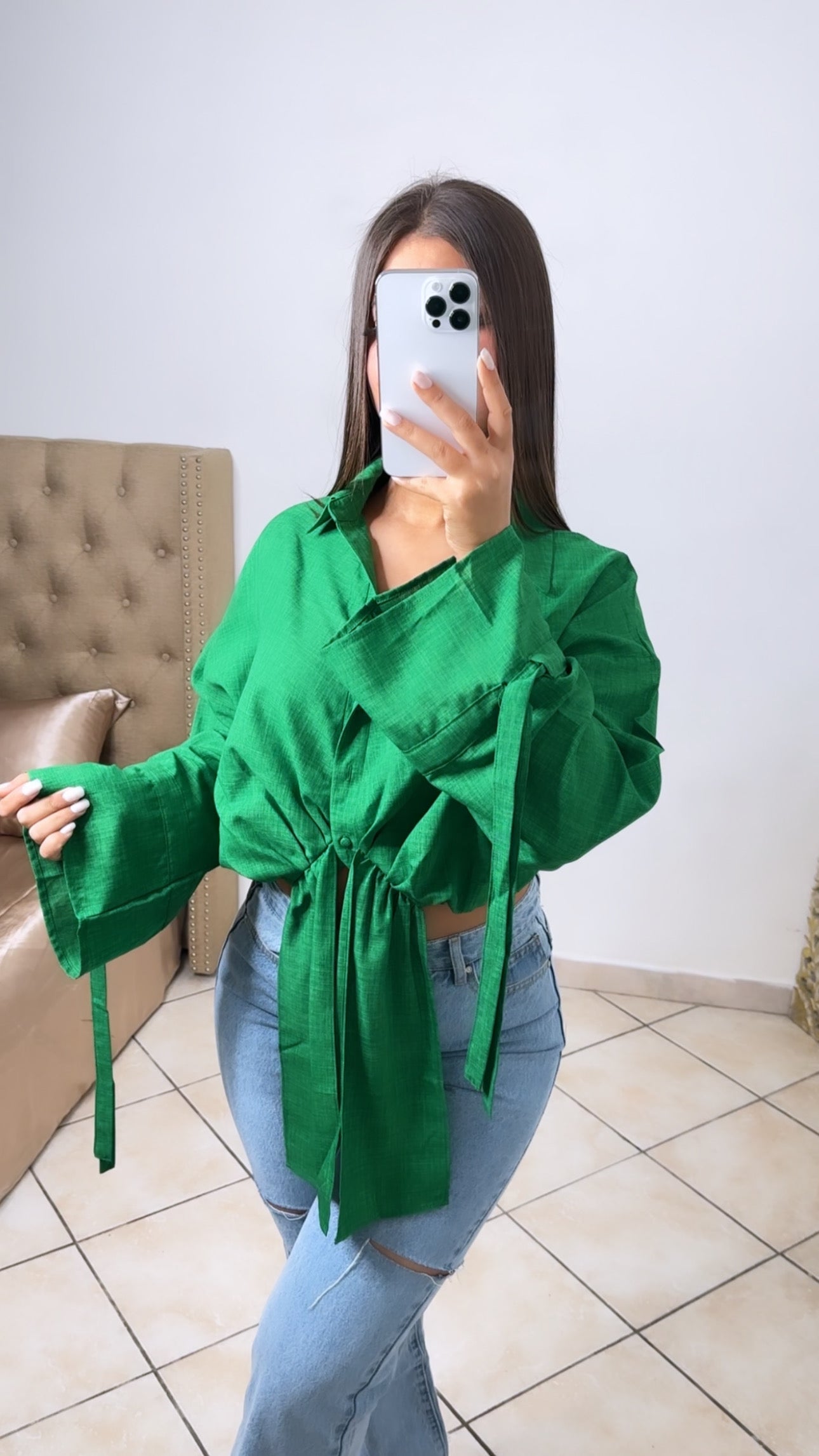 Chemisier à nouer [VERT]